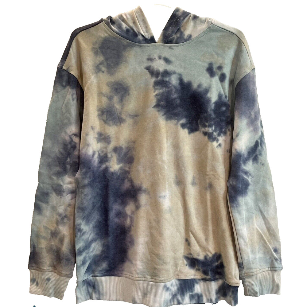 Kids Hoodie Sweatshirt Large 16-18 Tie Dye Ivory Blue Nordstrom ✨NEW✨5th & Ryder